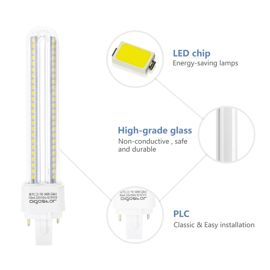 LED Žarnica G24D-3/15W/230V 6500K - Aigostar