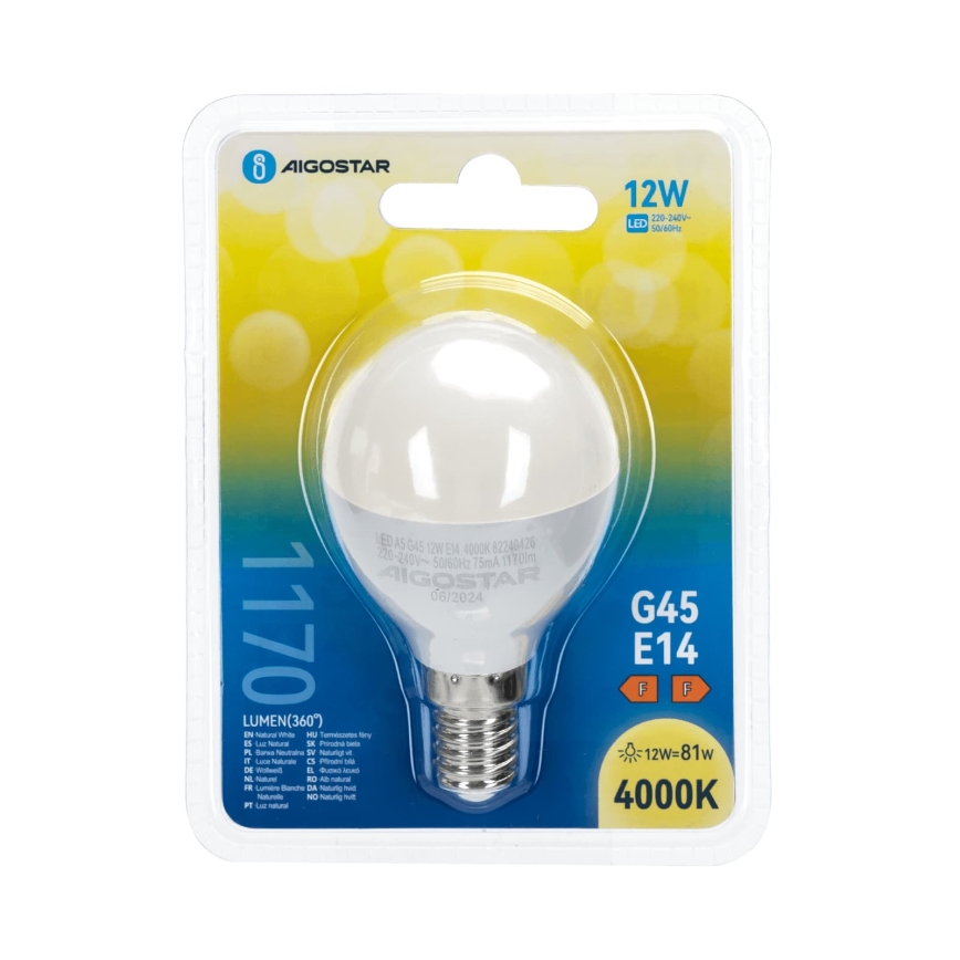 LED Žarnica G45 E14/12W/230V 4000K - Aigostar