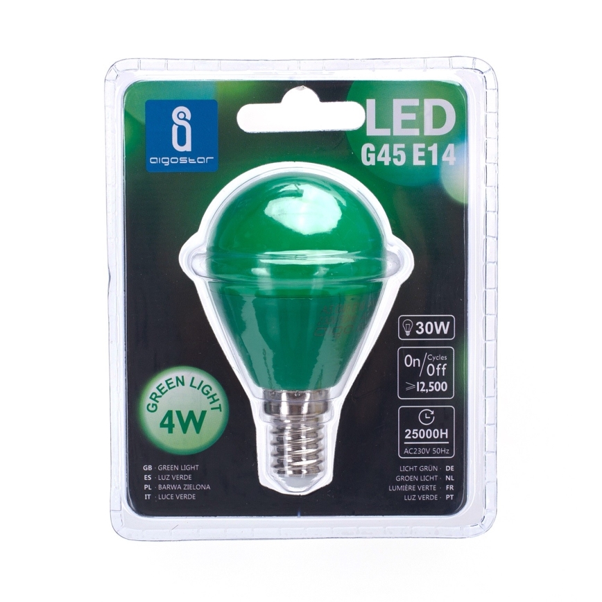 LED Žarnica G45 E14/4W/230V zelena - Aigostar