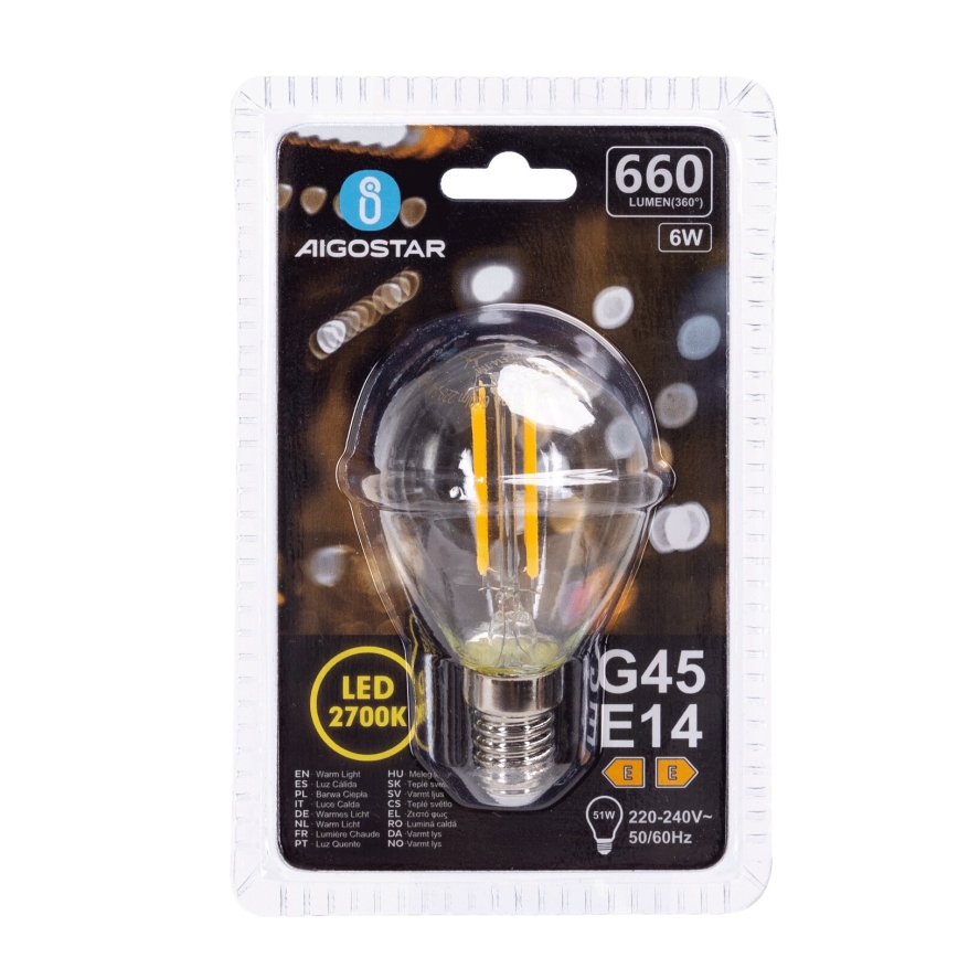 LED Žarnica G45 E14/6W/230V 2700K - Aigostar