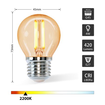 LED žarnica G45 E27/4W/230V 2200K - Aigostar