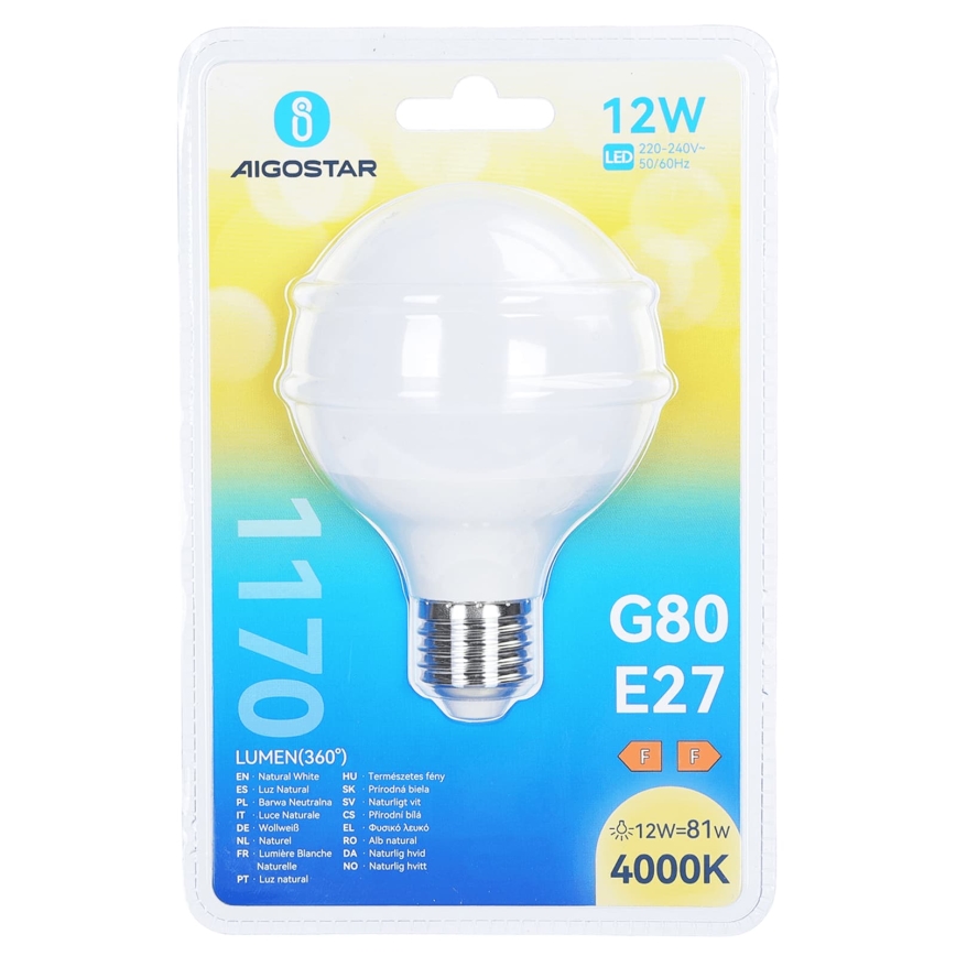 LED žarnica G80 E27/12W/230V 4000K - Aigostar