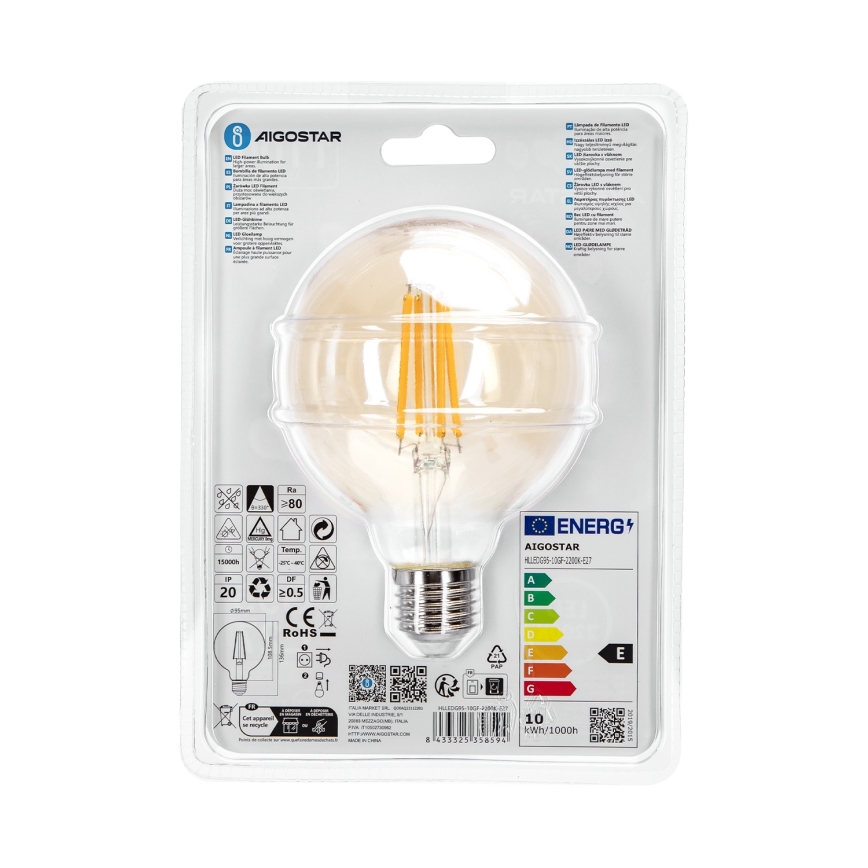 LED Žarnica G95 E27/10W/230V 2200K - Aigostar