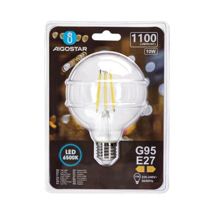 LED Žarnica G95 E27/10W/230V 6500K - Aigostar