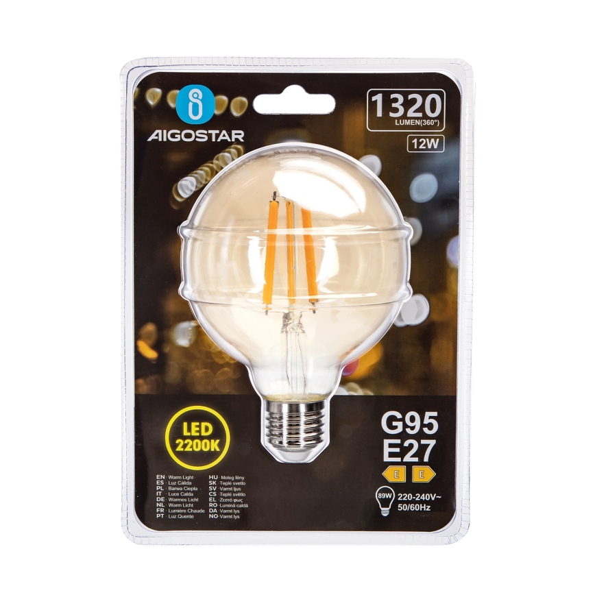 LED Žarnica G95 E27/12W/230V 2200K - Aigostar