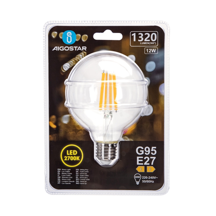 LED Žarnica G95 E27/12W/230V 2700K - Aigostar