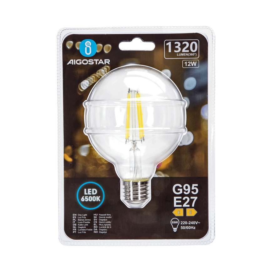 LED Žarnica G95 E27/12W/230V 6500K - Aigostar