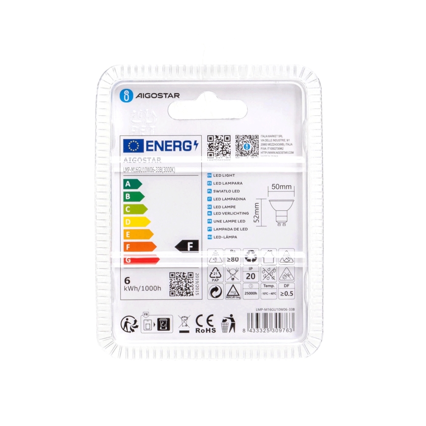 LED Žarnica GU10/6W/230V 3000K - Aigostar