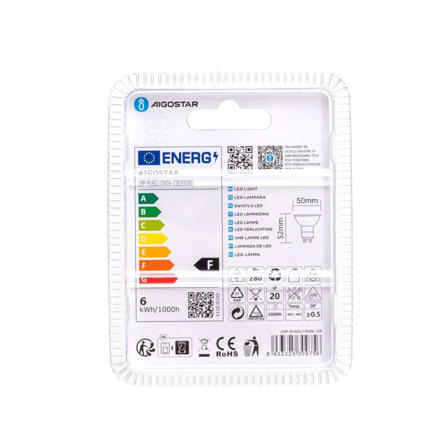 LED Žarnica GU10/6W/230V 6500K - Aigostar