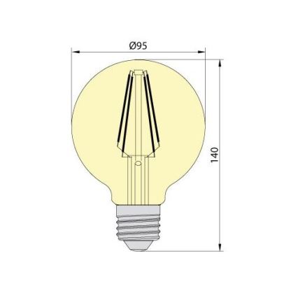 LED Žarnica LEDSTAR AMBER G95 E27/8W/230V 2200K