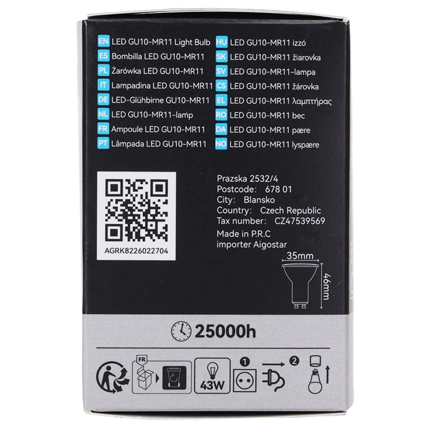LED žarnica MR11 GU10/4W/230V 3000K 60° - BRILAGI