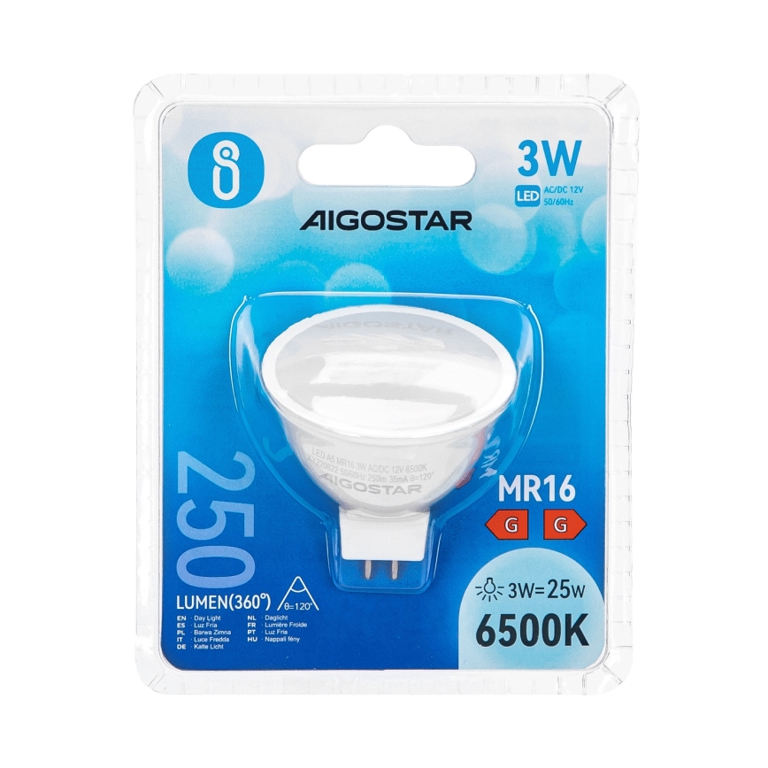 LED Žarnica MR16 GU5,3/3W/12V 6500K - Aigostar