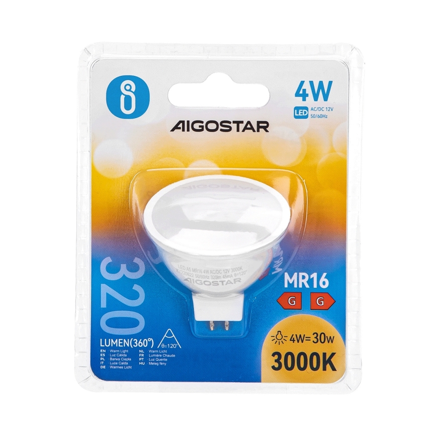 LED Žarnica MR16 GU5,3/4W/12V 3000K - Aigostar