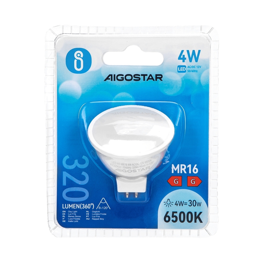LED Žarnica MR16 GU5,3/4W/12V 6500K - Aigostar