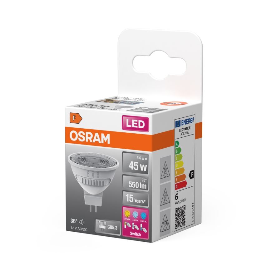 LED žarnica MR16 GU5,3/5,6W/12V 2700/4000/6500K 36° - Osram