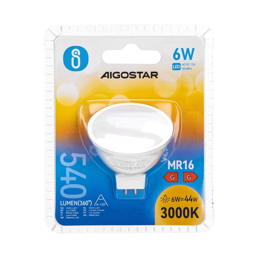 LED Žarnica MR16 GU5,3/6W/12V 3000K - Aigostar