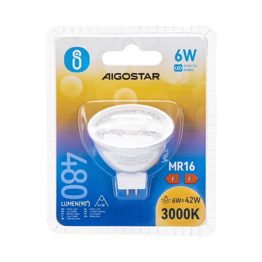 LED Žarnica MR16 GU5,3/6W/12V 3000K - Aigostar