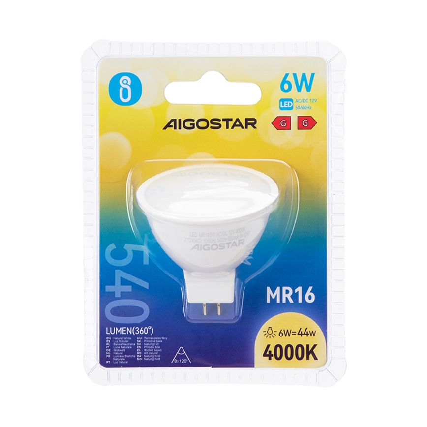 LED Žarnica MR16 GU5,3/6W/12V 4000K - Aigostar