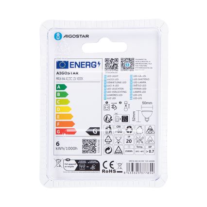 LED Žarnica MR16 GU5,3/6W/12V 4000K - Aigostar