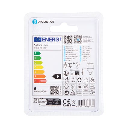 LED Žarnica MR16 GU5,3/6W/12V 4000K - Aigostar