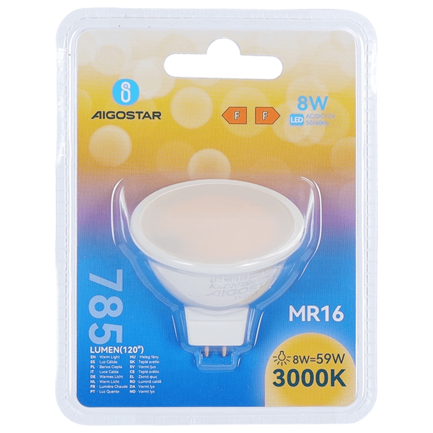 LED žarnica MR16 GU5,3/8W/12V 3000K - Aigostar