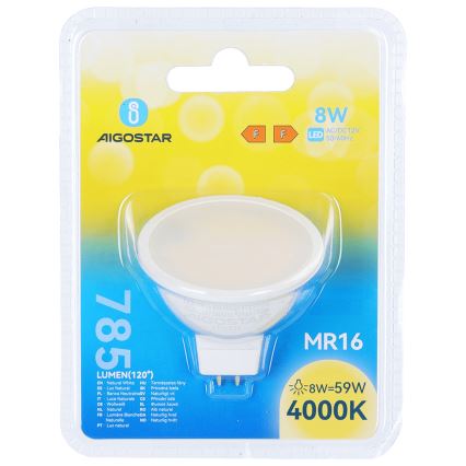 LED žarnica MR16 GU5,3/8W/12V 4000K - Aigostar