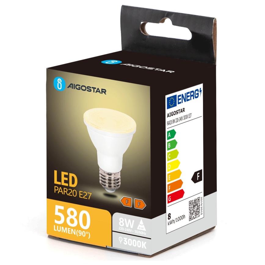 LED Žarnica PAR20 E27/8W/230V 3000K - Aigostar