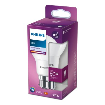 LED Žarnica Philips A60 B22/7,5W/230V 4000K