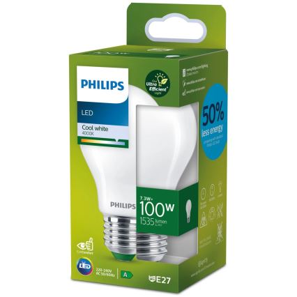 LED Žarnica Philips A60 E27/7,3W/230V 4000K