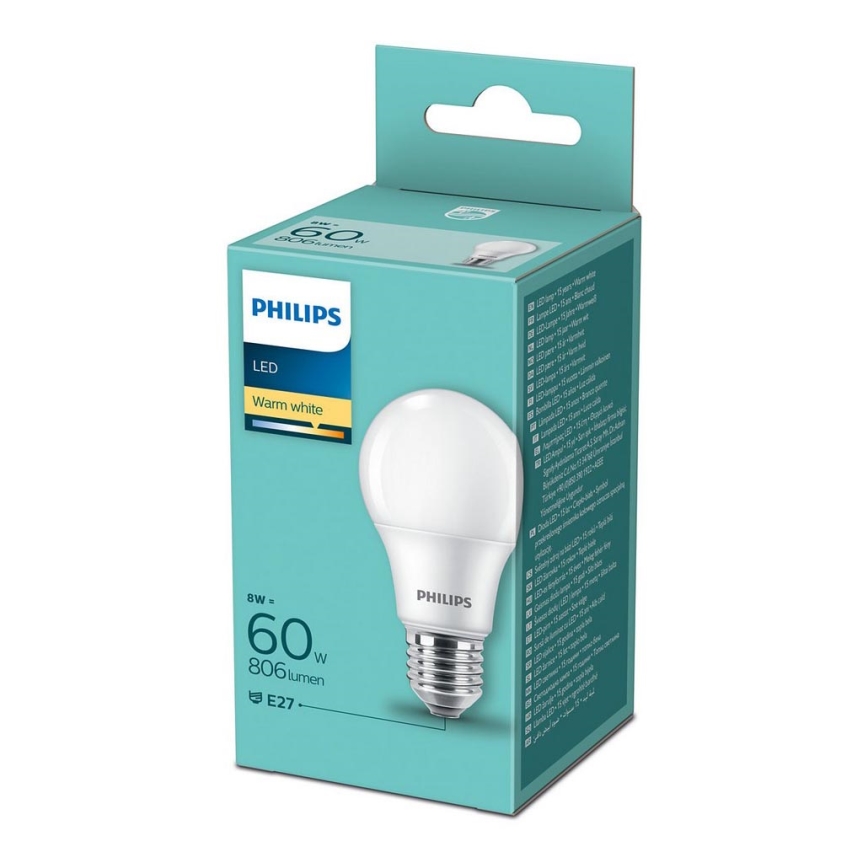 LED Žarnica Philips A60 E27/8W/230V 2700K