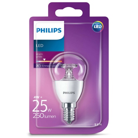 LED žarnica Philips E14/4W/230V - LUSTER prozorna