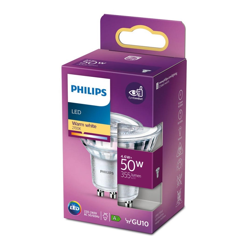 LED Žarnica Philips GU10/4,6W/230V 2700K