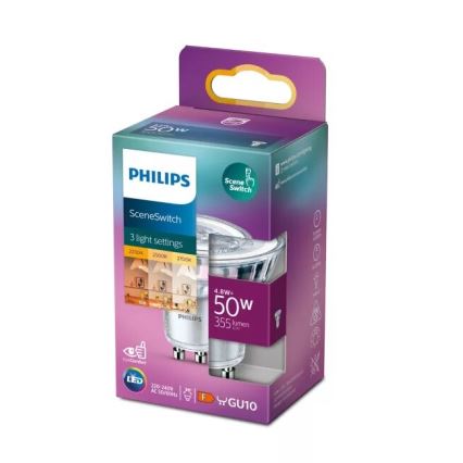 LED Žarnica Philips SCENE SWITCH PAR16 GU10/4,8W/230V 2200/2500/2700K