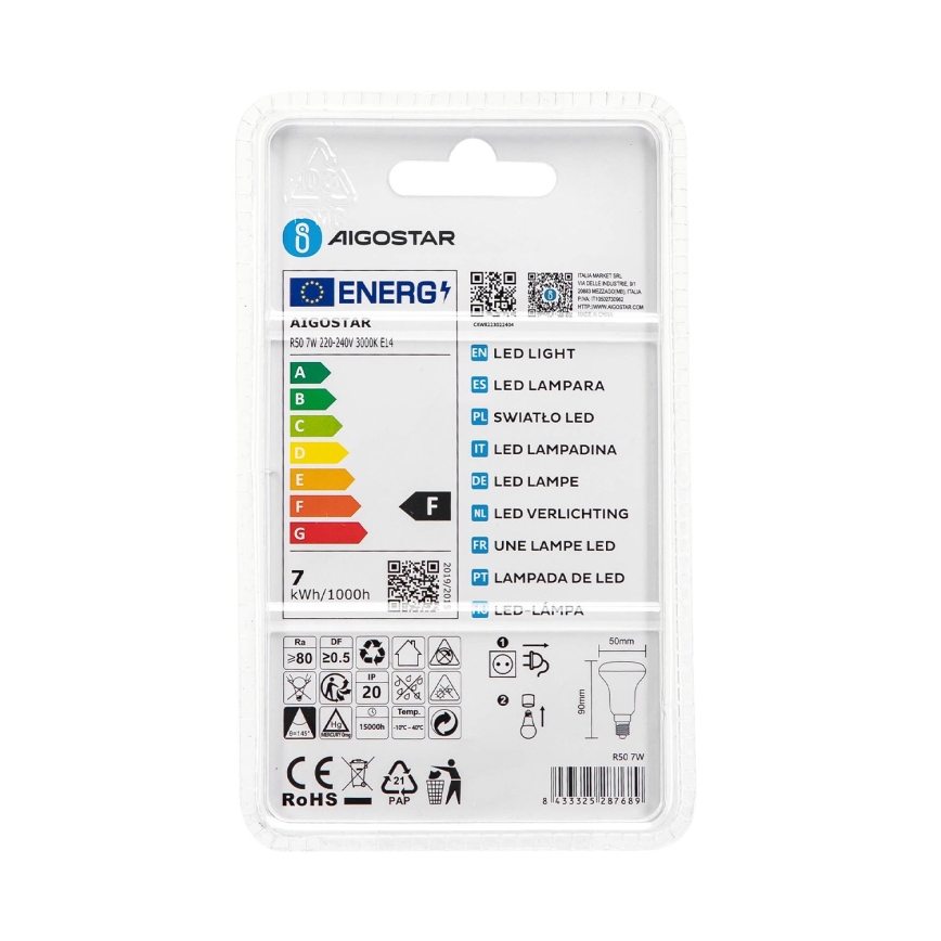 LED Žarnica R50 E14/7W/230V 3000K - Aigostar