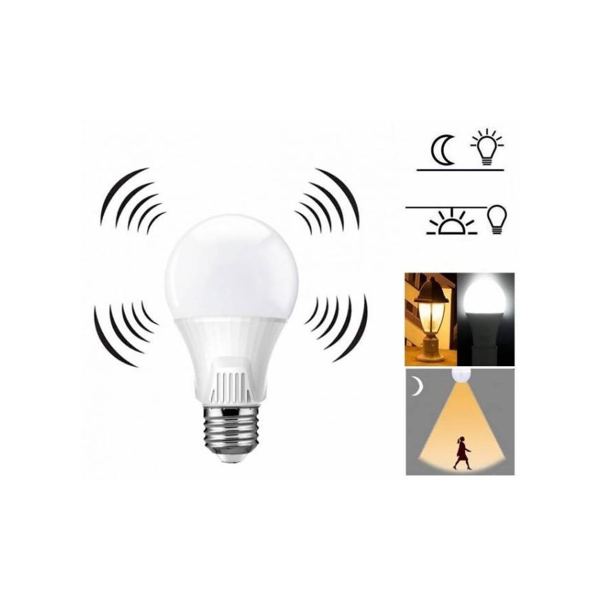 LED Žarnica s senzorjem E27/9W/230V 6500K