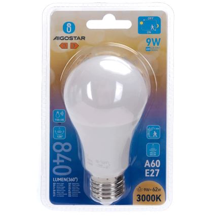 LED žarnica s senzorjem gibanja in mraka A60 E27/9W/230V 3000K - Aigostar