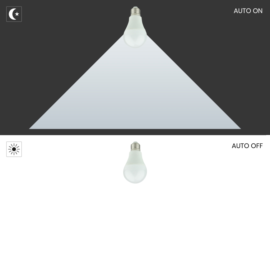 LED Žarnica s senzorjem mraka A60 E27/9W/230V 3000K