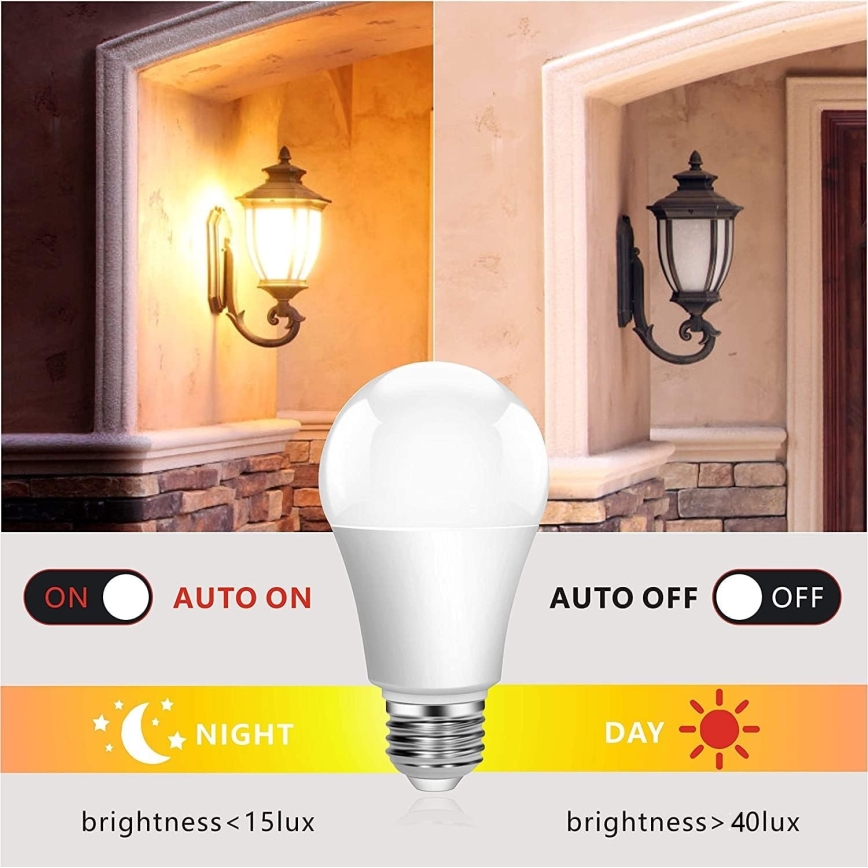 LED Žarnica s senzorjem mraka ECOLINE A60 E27/12W/230V 3000K -  Brilagi