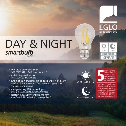 LED žarnica s senzorjem mraka VINTAGE A60 E27/6W/230V 3000K - Eglo 11886