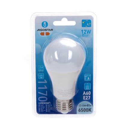 LED žarnica s senzorjema gibanja in mraka A60 E27/12W/230V 6500K - Aigostar