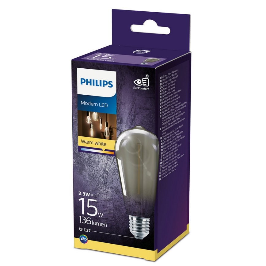 LED Žarnica SMOKY VINTAGE Philips ST64 E27/2,3W/230V 2700K