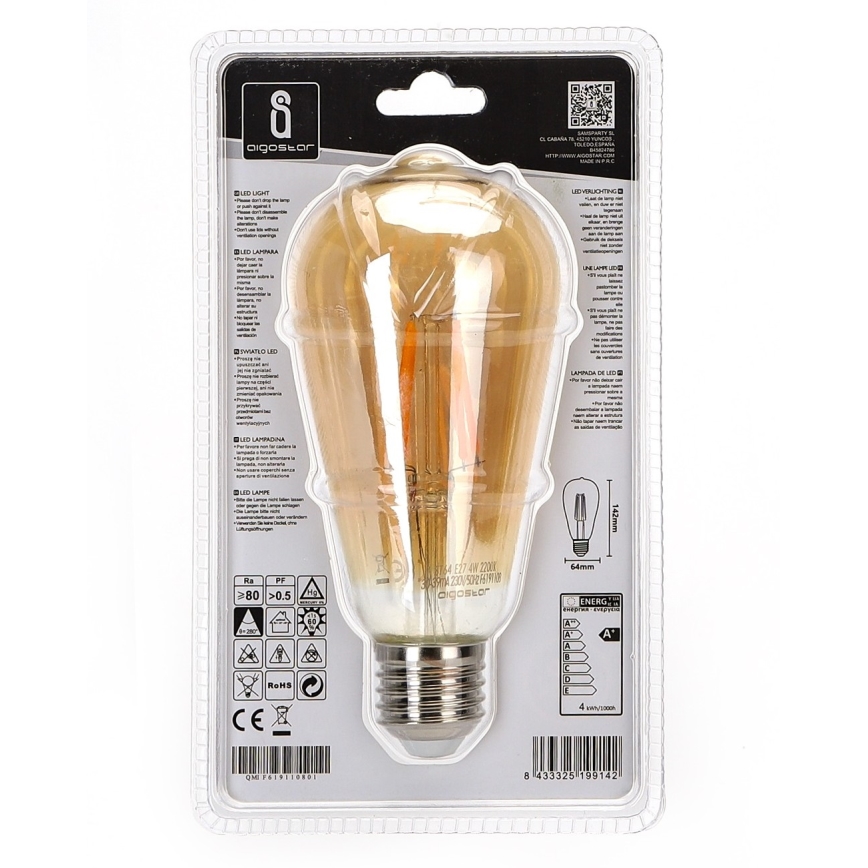 LED žarnica ST64 E27/4W/230V 2200K - Aigostar