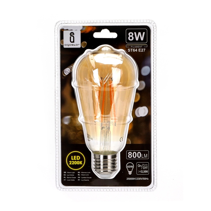 LED žarnica ST64 E27/8W/230V 2200K - Aigostar