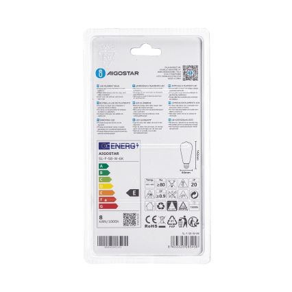 LED Žarnica ST64 E27/8W/230V 330° 6500K - Aigostar