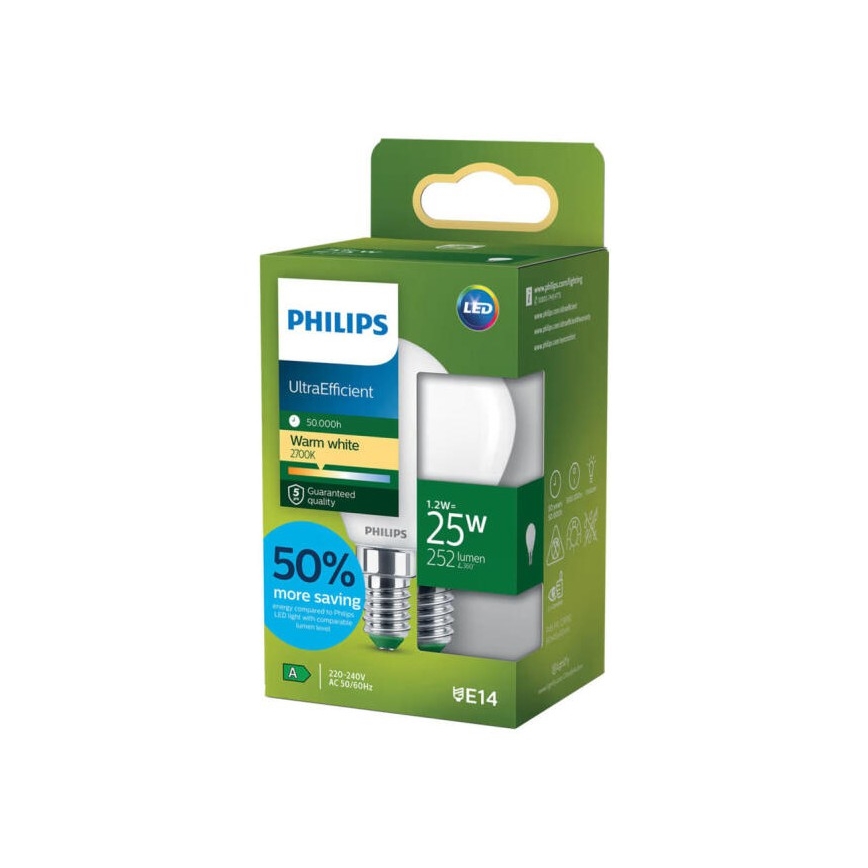 LED žarnica ULTRAEFFICIENT Philips P45 E14/1,2W/230V 2700K