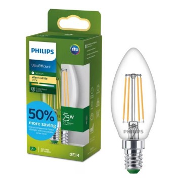 LED žarnica ULTRAEFFICIENT VINTAGE Philips B35 E14/1,2W/230V 2700K
