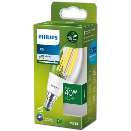 LED žarnica ULTRAEFFICIENT VINTAGE Philips B35 E14/2,3W/230V 4000K