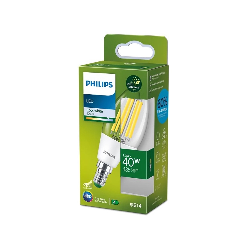 LED žarnica ULTRAEFFICIENT VINTAGE Philips B35 E14/2,3W/230V 4000K