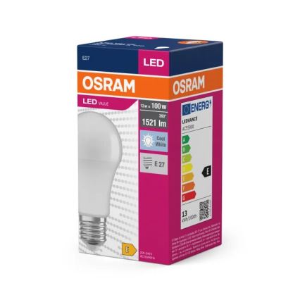 LED Žarnica VALUE A100 E27/13W/230V 4000K - Osram