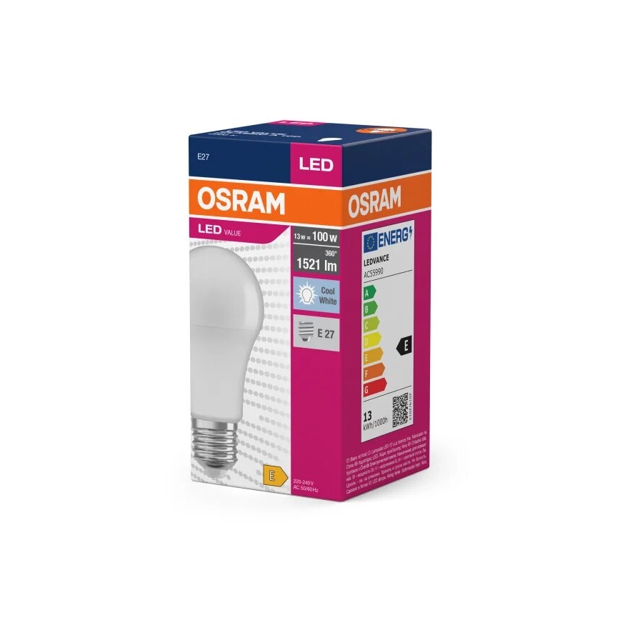 LED Žarnica VALUE A100 E27/13W/230V 4000K - Osram